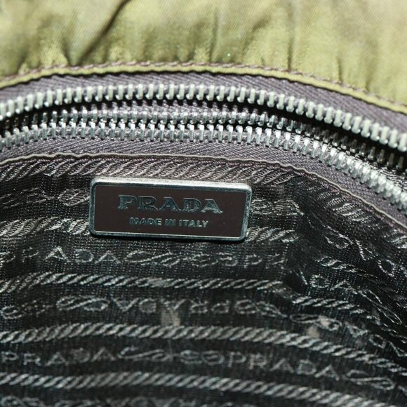 PRADA Shoulder Bag Enamel Khaki Brown Auth - Picture 13 of 16